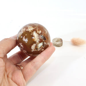 Flower agate polished crystal sphere with agate stand | ASH&STONE Crystals Shop Auckland NZ