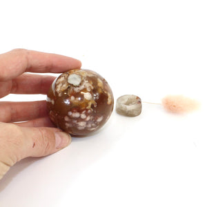 Flower agate polished crystal sphere with agate stand | ASH&STONE Crystals Shop Auckland NZ