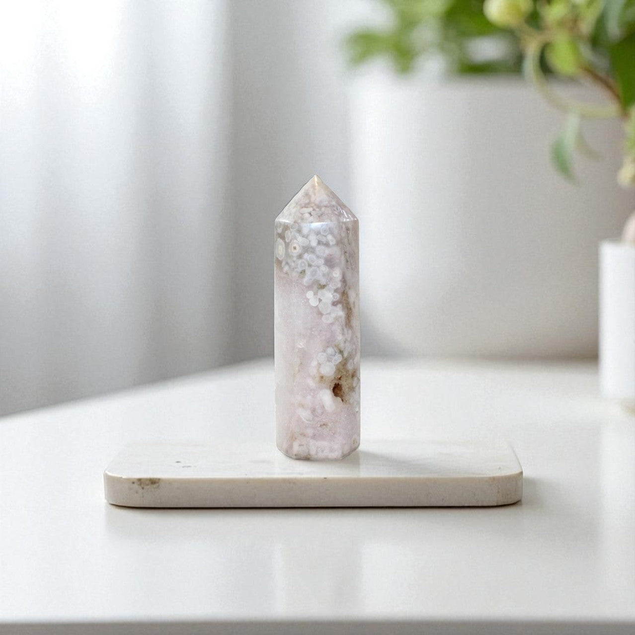 Flower agate polished crystal tower | ASH&STONE Crystal Shop Auckland NZ