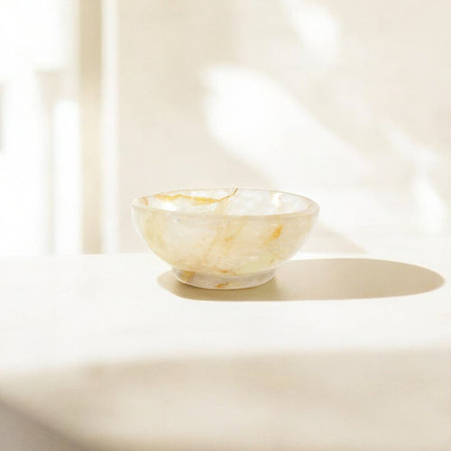 Golden healer in quartz crystal bowl | ASH&STONE Crystal Shop Auckland NZ