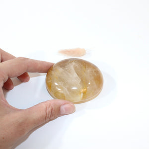 Golden healer polished crystal palm stone | ASH&STONE Crystals Shop Auckland NZ