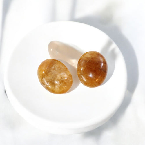 Golden healer polished crystal palm stone | ASH&STONE Crystal Shop Auckland NZ