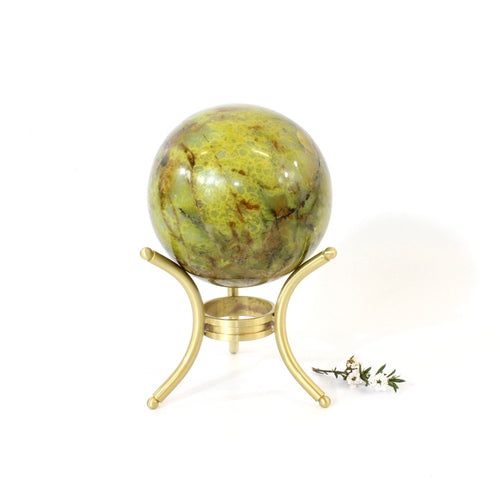 Green opal polished crystal sphere with stand | ASH&STONE Crystals Shop Auckland NZ