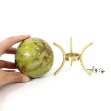 Load image into Gallery viewer, Green opal polished crystal sphere with stand | ASH&amp;STONE Crystals Shop Auckland NZ
