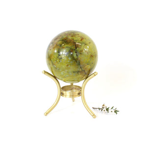 Green opal polished crystal sphere with stand | ASH&STONE Crystals Shop Auckland NZ