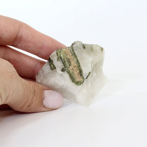 Green tourmaline in quartz crystal chunk | ASH&STONE Crystals Shop Auckland NZ