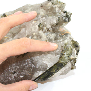 Large green tourmaline & smoky quartz crystal chunk 4.61kg | ASH&STONE Crystal Shop Auckland NZ