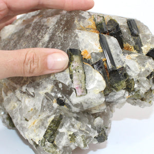 Large green tourmaline & smoky quartz crystal chunk 4.61kg | ASH&STONE Crystal Shop Auckland NZ