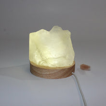 Load image into Gallery viewer, Honey calcite crystal lamp on LED wooden base | ASH&amp;STONE Crystals Shop Auckland NZ
