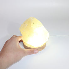 Load image into Gallery viewer, Honey calcite crystal lamp on LED wooden base 1.3kg | ASH&amp;STONE Crystals Shop Auckland NZ
