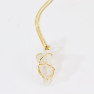 Bespoke NZ-made clear quartz crystal pendant with 18" chain