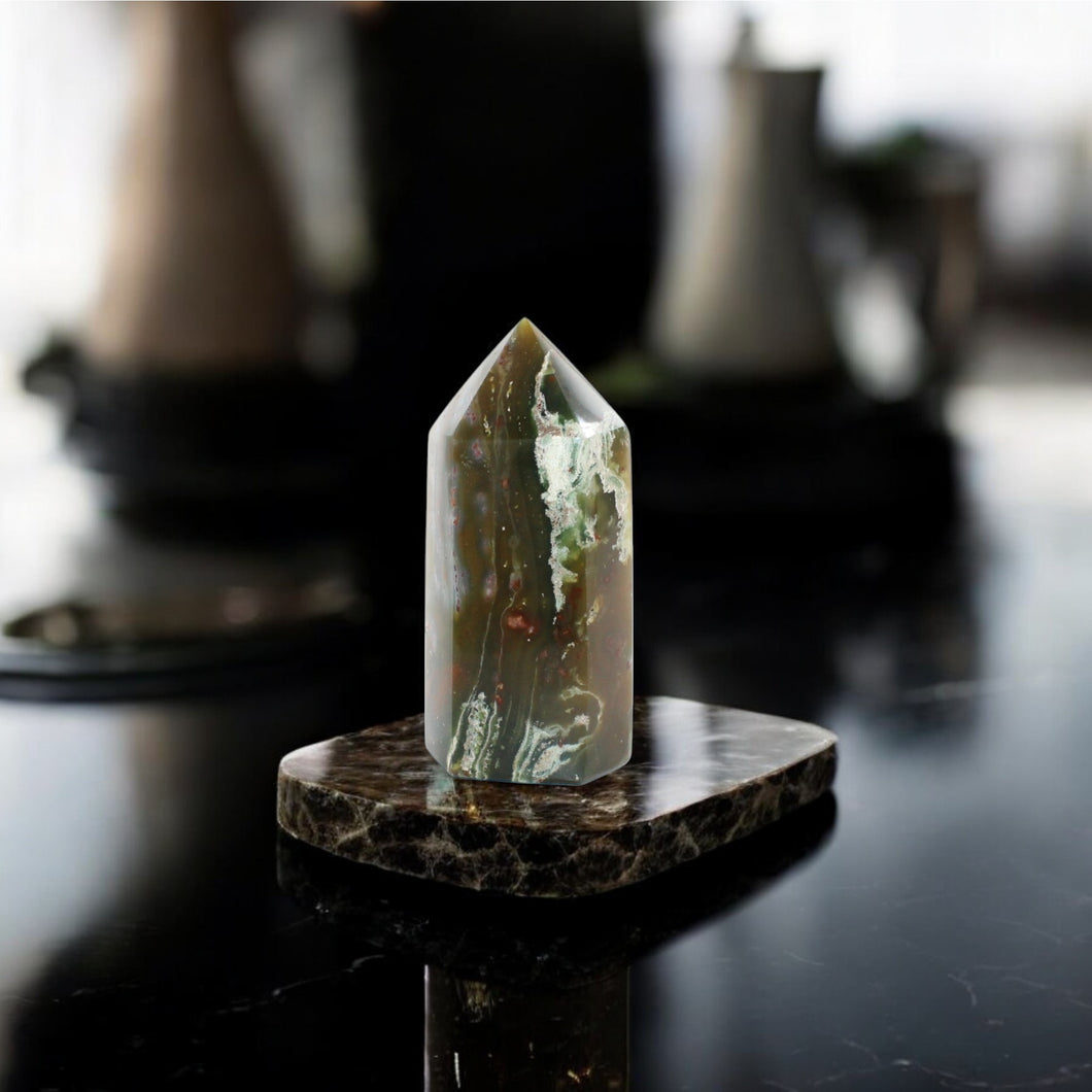 Ocean jasper polished crystal tower | ASH&STONE Crystal Shop Auckland NZ