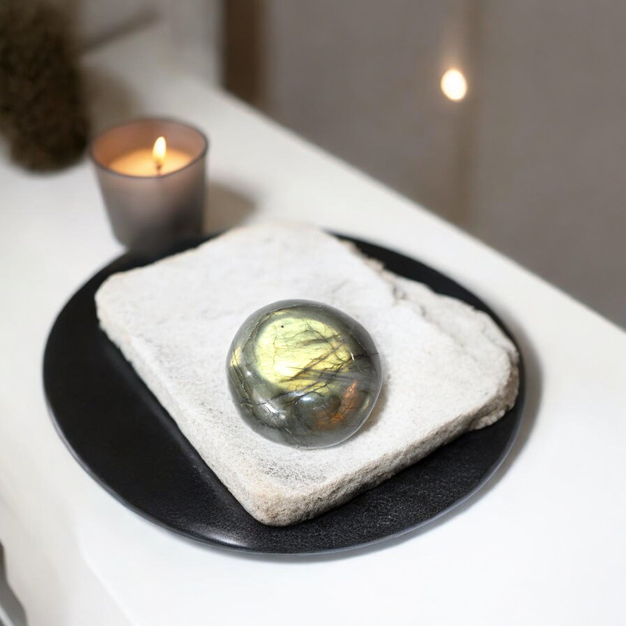 Labradorite crystal palm stone | ASH&STONE Crystals Shop Auckland NZ