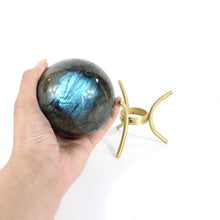 Load image into Gallery viewer, Large labradorite polished crystal sphere with stand 1.21kg | ASH&amp;STONE Crystals Shop Auckland NZ
