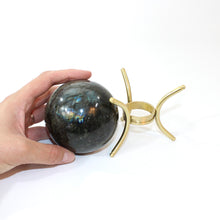 Load image into Gallery viewer, Labradorite polished crystal sphere on stand | ASH&amp;STONE Crystals Shop Auckland NZ

