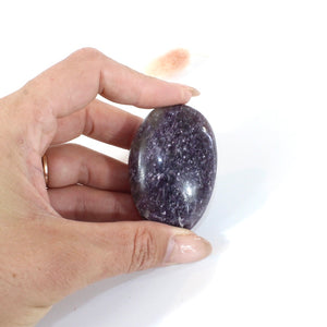 Lepidolite polished crystal palm stone | ASH&STONE Crystals Shop Auckland NZ