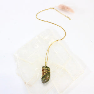 Bespoke NZ-made unakite crystal pendant with 18" chain |  ASH&STONE Crystal Jewellery Shop Auckland NZ