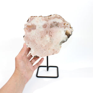 Pink amethyst crystal slab on stand 1.48kg| ASH&STONE Crystals Shop Auckland NZ