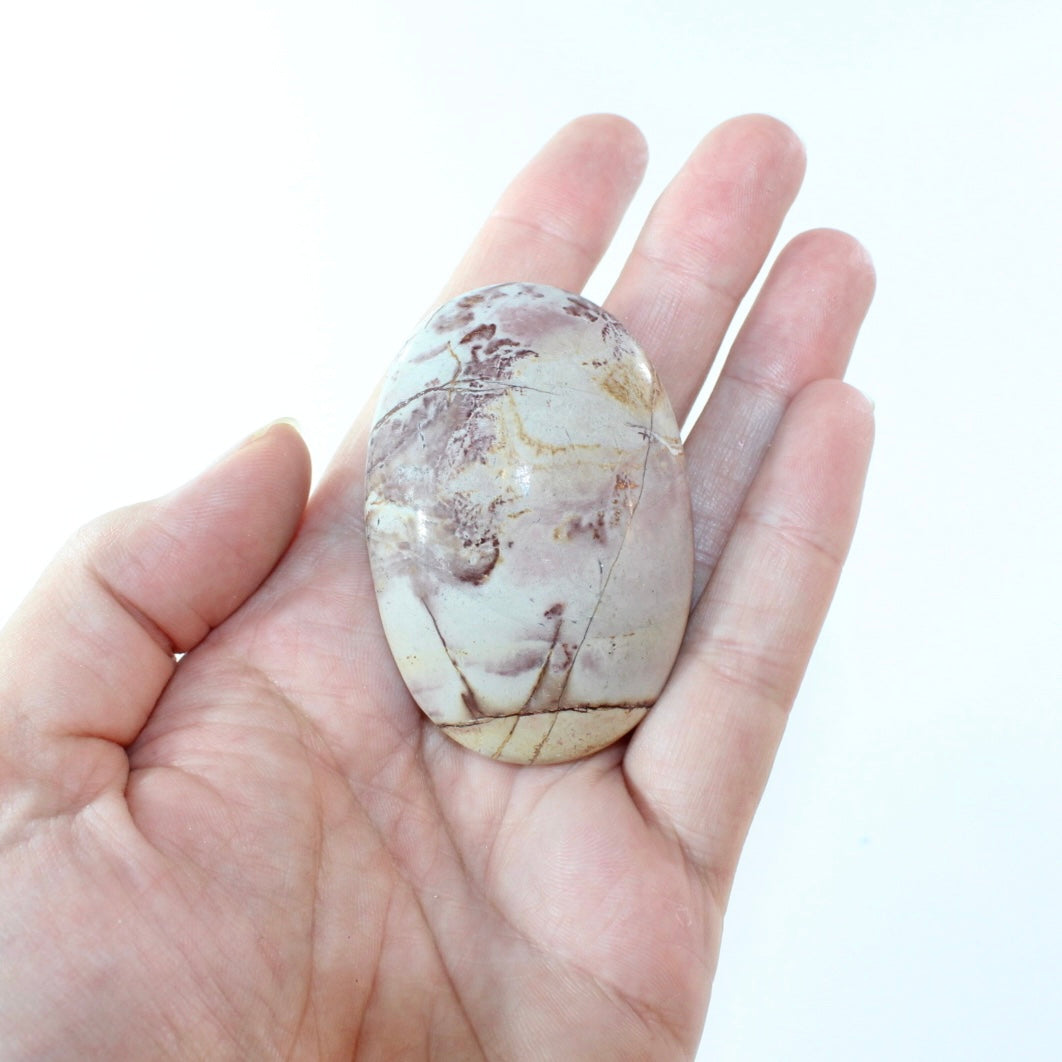 Pink polychrome jasper palm stone | ASH&STONE Crystal Shop Auckland NZ