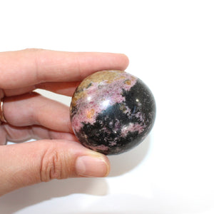 Rhodonite polished crystal palm stone | ASH&STONE Crystals Shop Auckland NZ