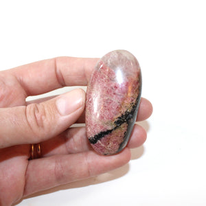 Rhodonite polished crystal palm stone | ASH&STONE Crystals Shop Auckland NZ