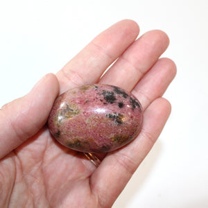 Rhodonite polished crystal palm stone | ASH&STONE Crystals Shop Auckland NZ