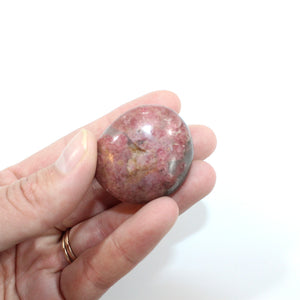 Rhodonite polished crystal palm stone | ASH&STONE Crystals Shop Auckland NZ