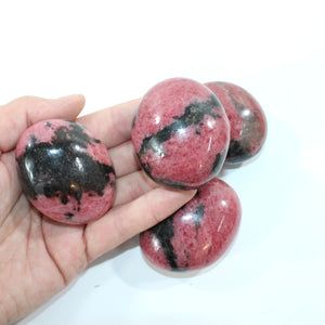 Rhodonite polished crystal palm stone | ASH&STONE Crystal Shop Auckland NZ