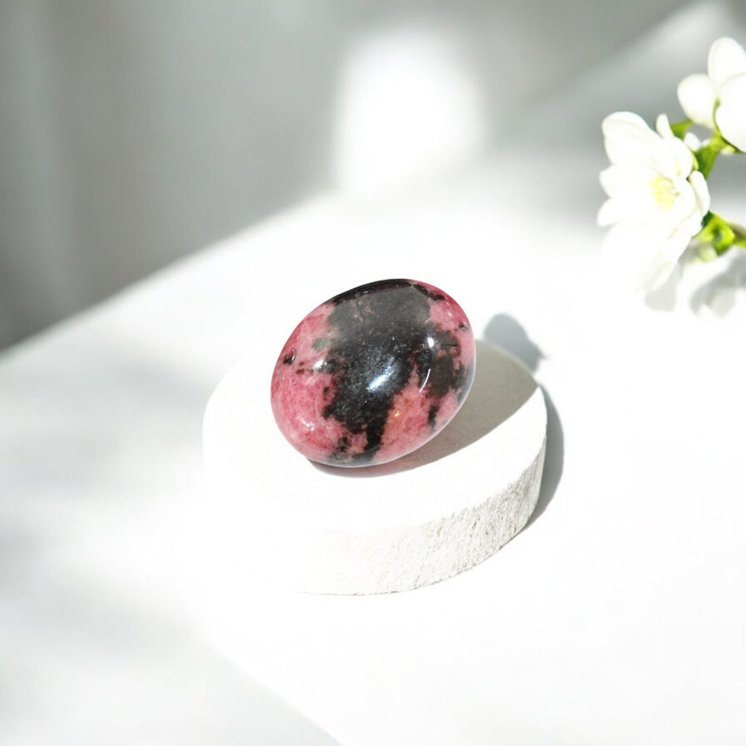 Rhodonite polished crystal palm stone | ASH&STONE Crystal Shop Auckland NZ