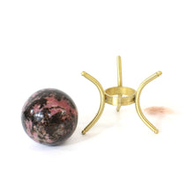 Load image into Gallery viewer, Rhodonite polished crystal sphere with stand | ASH&amp;STONE Crystals Shop Auckland NZ
