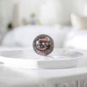 Rhodonite polished crystal sphere | ASH&STONE Crystals Shop Auckland NZ