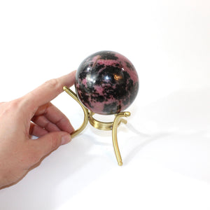 Rhodonite polished crystal sphere with stand | ASH&STONE Crystals Shop Auckland NZ