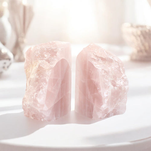 Large rose quartz crystal bookends | ASH&STONE Crystals Shop Auckland NZ