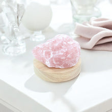 Load image into Gallery viewer, Rose quartz crystal on LED lamp base | ASH&amp;STONE Crystal Shop Auckland NZ
