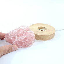 Load image into Gallery viewer, Rose quartz crystal on LED lamp base | ASH&amp;STONE Crystal Shop Auckland NZ
