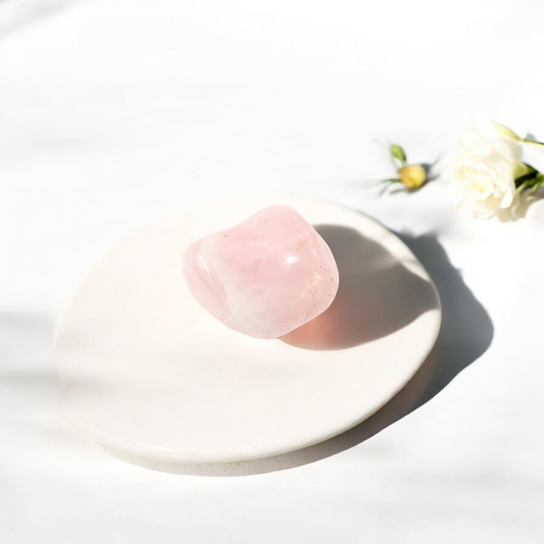 Rose quartz crystal palm stone | ASH&STONE Crystals Shop Auckland NZ