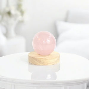 Rose quartz crystal sphere lamp on LED base | ASH&STONE Crystals Shop Auckland NZ