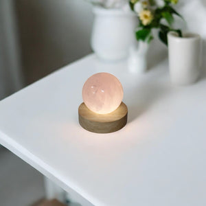 Rose quartz crystal sphere lamp | ASH&STONE Crystal Shop Auckland NZ