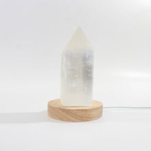 Load image into Gallery viewer, Selenite crystal lamp LED wooden base   | ASH&amp;STONE Crystals Shop Auckland NZ
