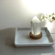 Load image into Gallery viewer, Selenite crystal lamp LED wooden base   | ASH&amp;STONE Crystals Shop Auckland NZ
