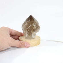 Load image into Gallery viewer, Smoky quartz crystal point on LED lamp base | ASH&amp;STONE Crystals Shop Auckland NZ
