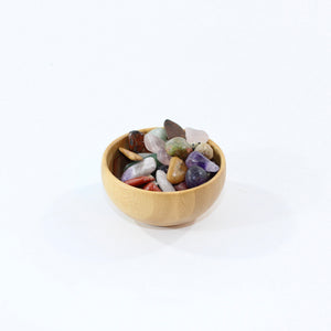 Crystal surprise bamboo bowl filled with 40 crystal tumblestones | ASH&STONE Crystals Shop Auckland NZ