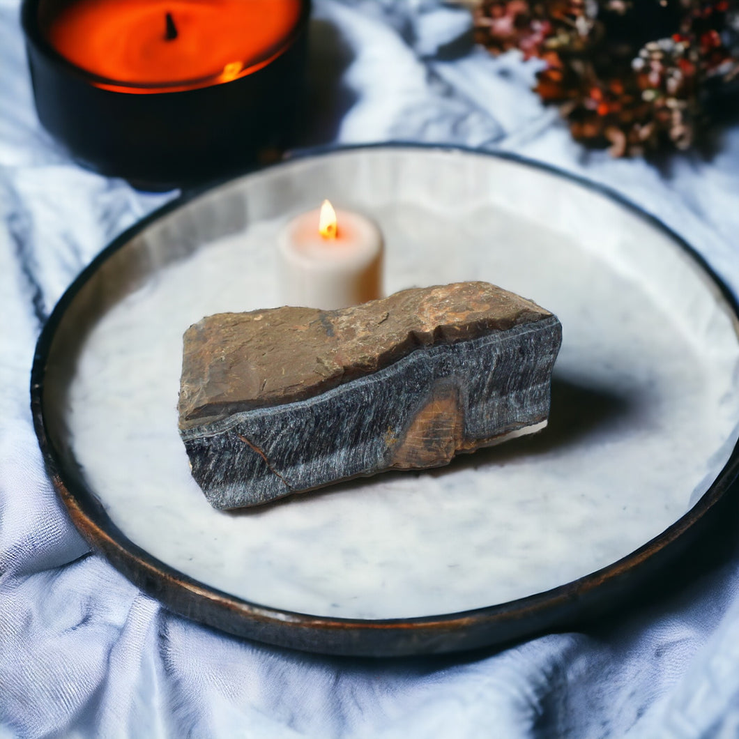 Tigers eye raw crystal chunk | ASH&STONE Crystals Shop Auckland NZ