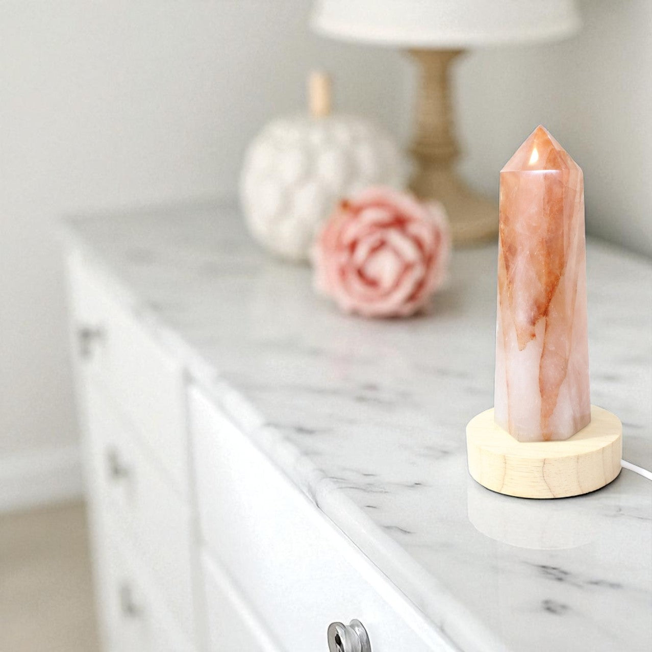 Fire quartz crystal Lamp tower. Free express shipping. Shop online from ASH&STONE crystal shop Auckland NZ. AfterPay available.