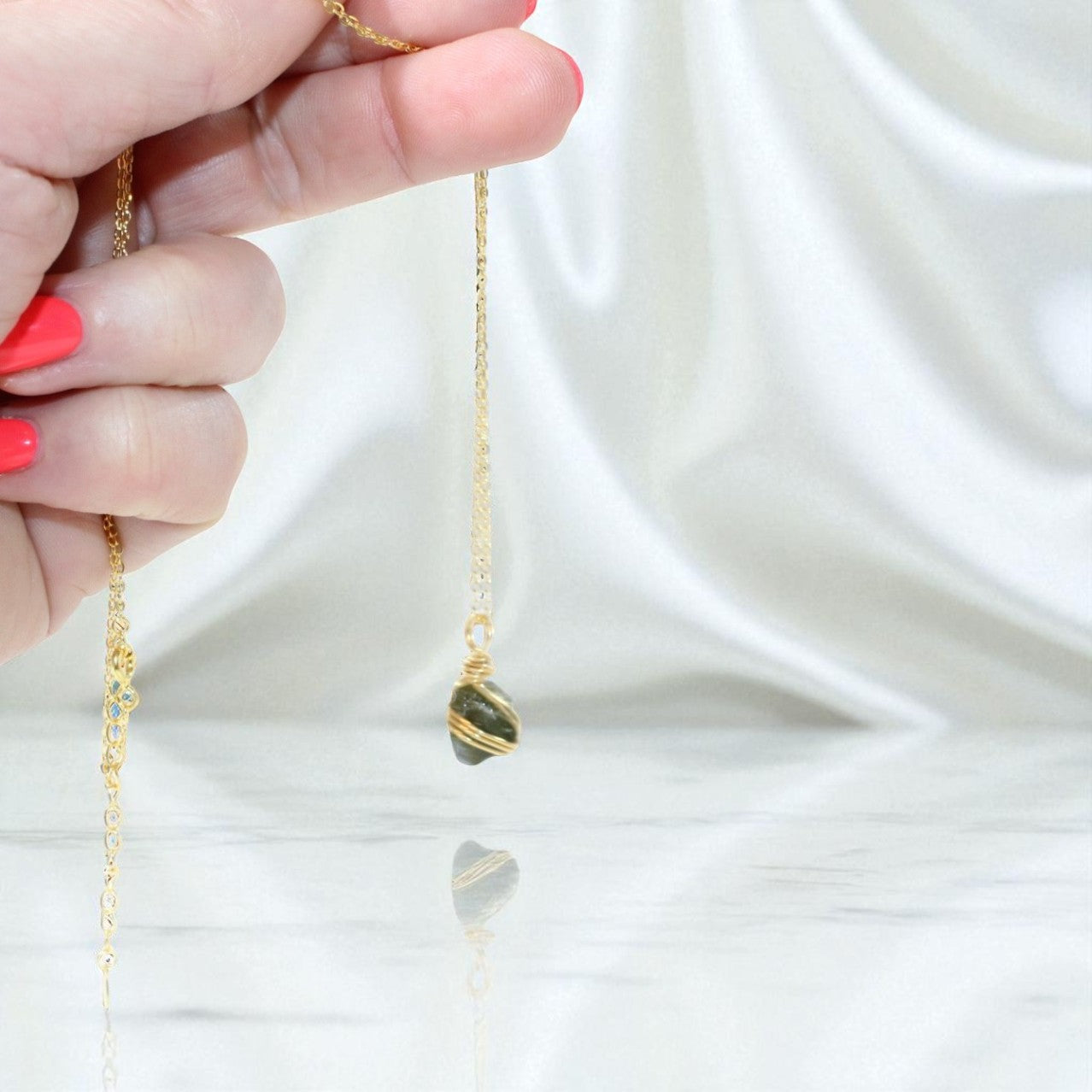 Green Tourmaline gold Necklace | ASH&STONE Crystal Jewellery Shop Auckland NZ
