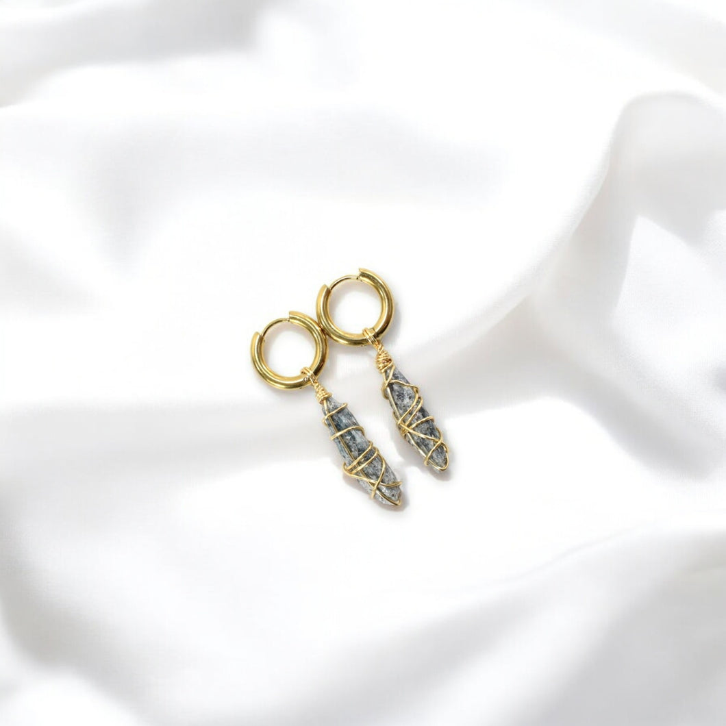 NZ-made bespoke kyanite crystal earrings