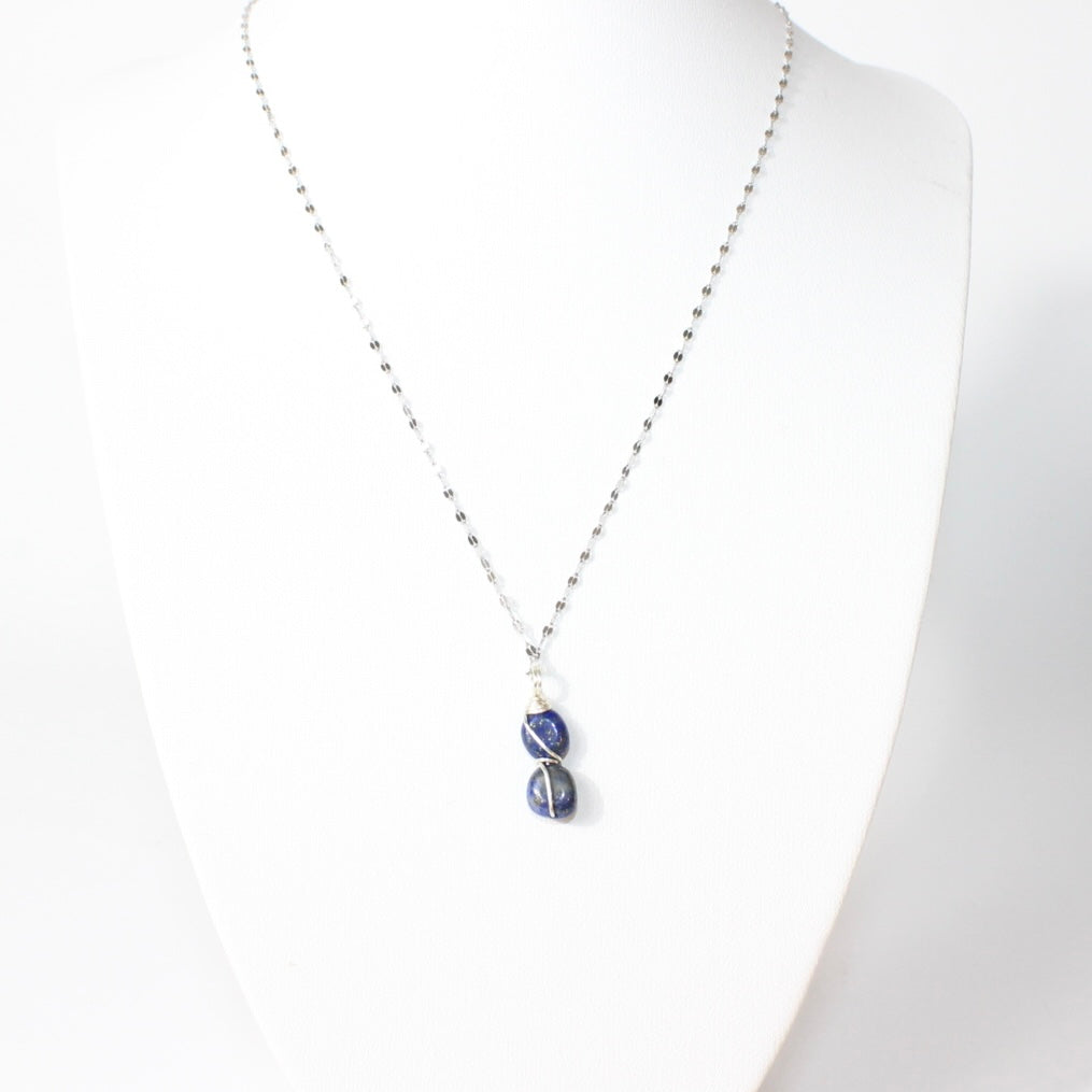 NZ-made lapis lazuli crystal drop on sterling silver necklace | ASH & STONE, one of a kind crystal jewellery. Free express shipping. 