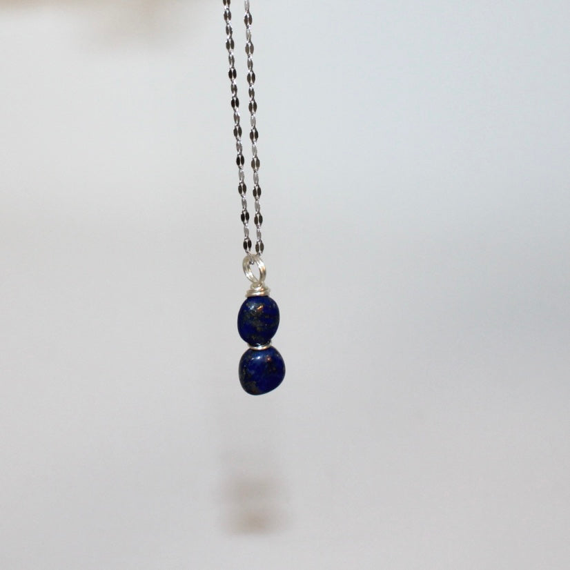 NZ-made lapis lazuli crystal drop on sterling silver necklace | ASH & STONE, one of a kind crystal jewellery. Free express shipping. 