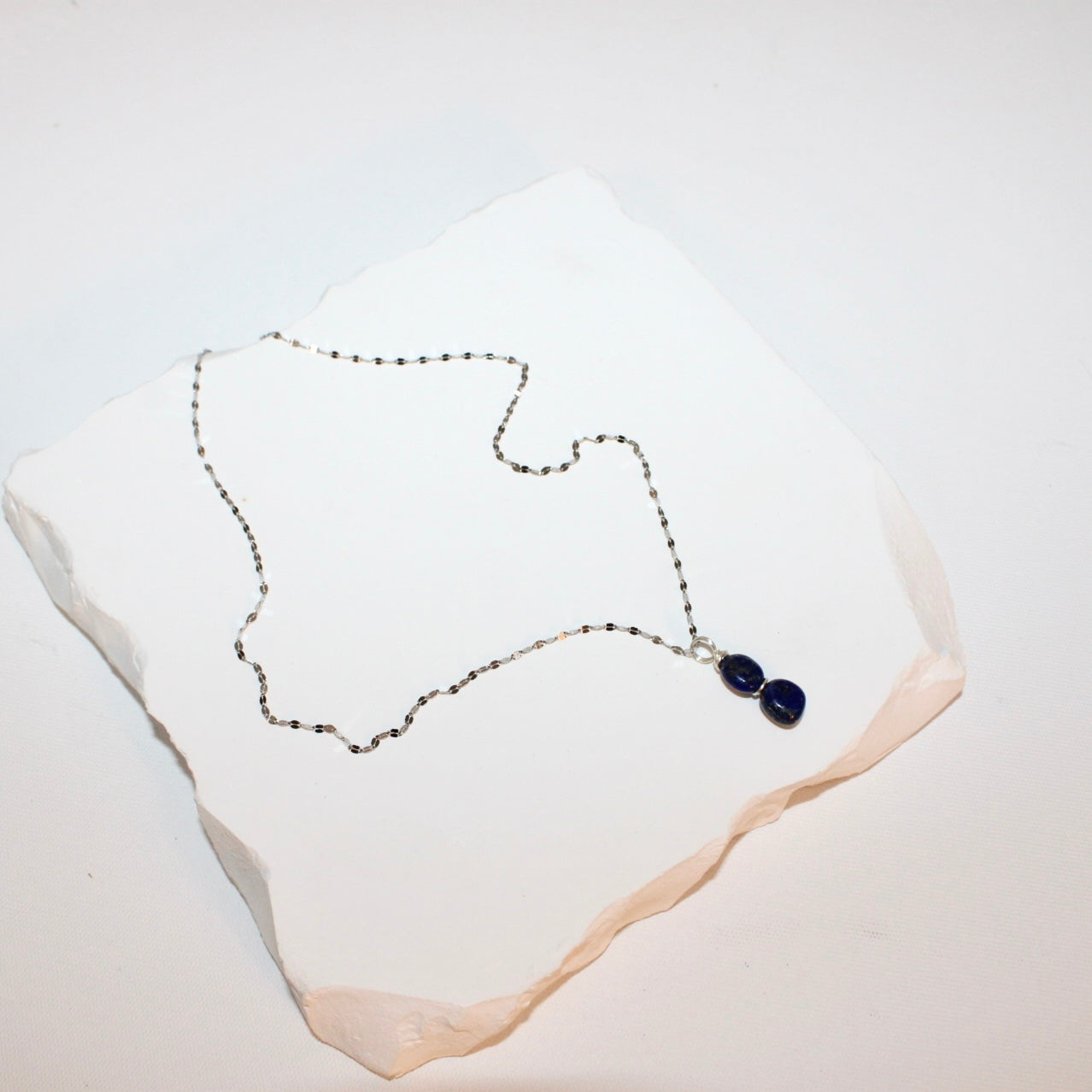 NZ-made lapis lazuli crystal drop on sterling silver necklace | ASH & STONE, one of a kind crystal jewellery. Free express shipping. 