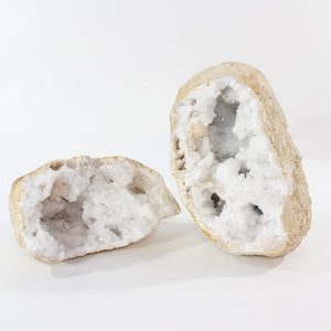 Large clear quartz crystal geode pair | ASH&STONE Crystal Shop Auckland NZ